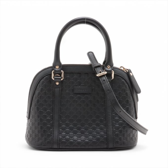 GUCCI Black Micro Guccissima Leather 2 Way Handbag 449654