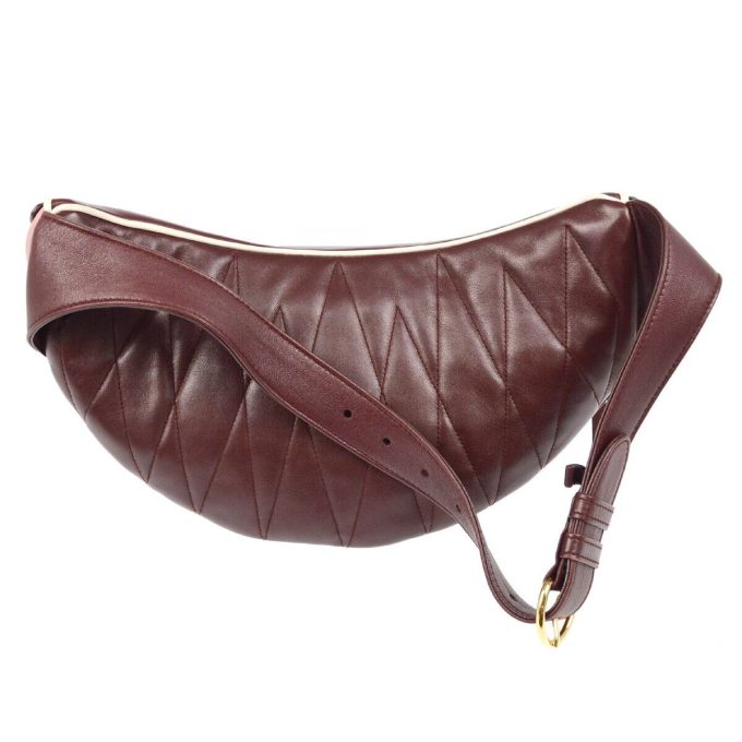 MIU MIU Bordeaux Pink Rider Lambskin Bum Bag 5BL008 53 - Image 2