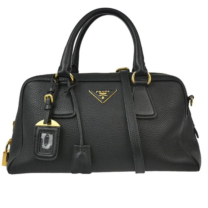 PRADA Black Leather 2way Handbag BL0867/113