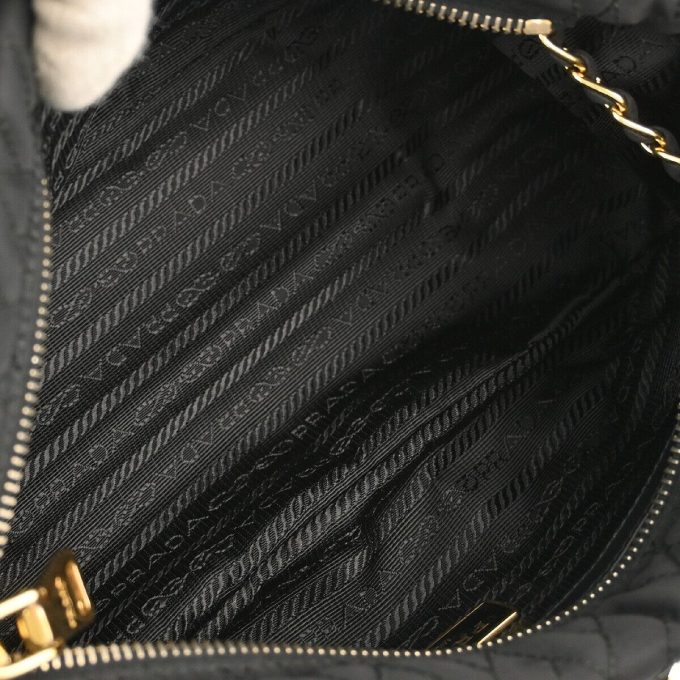 PRADA Black Nylon Chain Shoulder Bag - Image 7