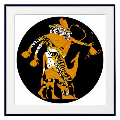 Greek Tiger Double Head Orange / 100 cm X 100 cm / Fine art print