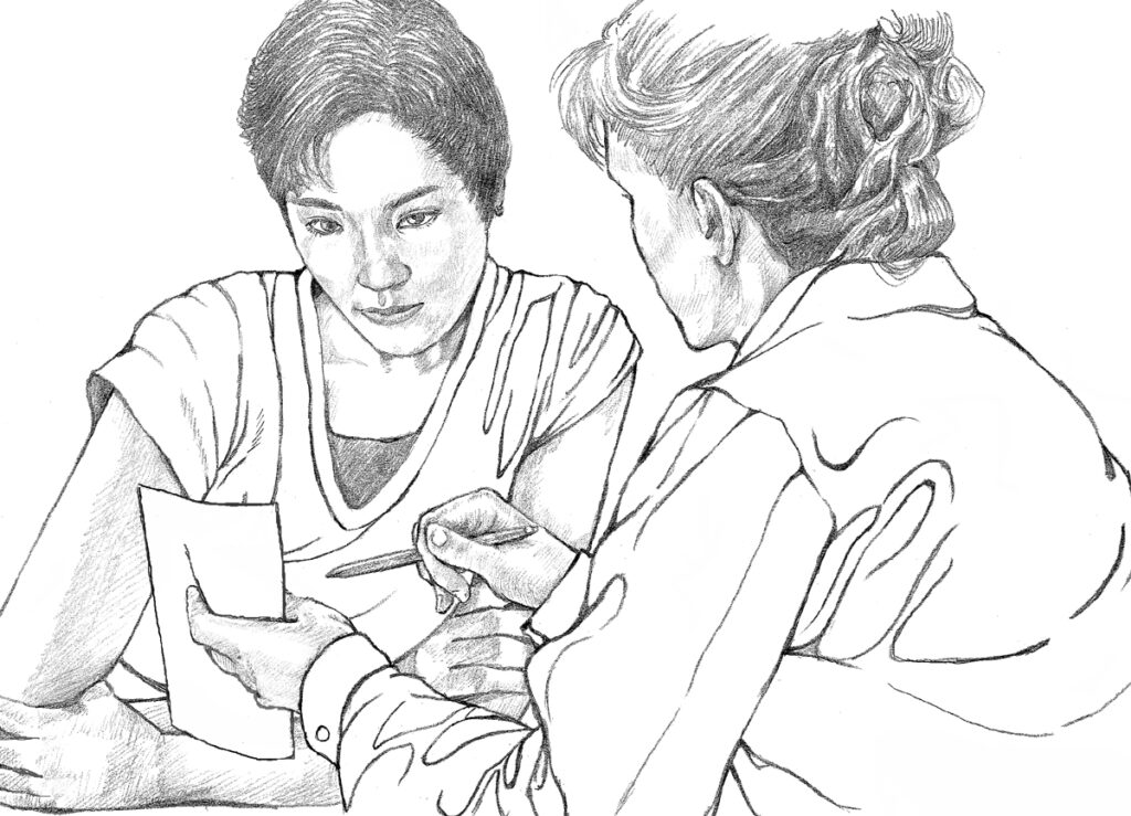 a woman consulting with a lady doctor