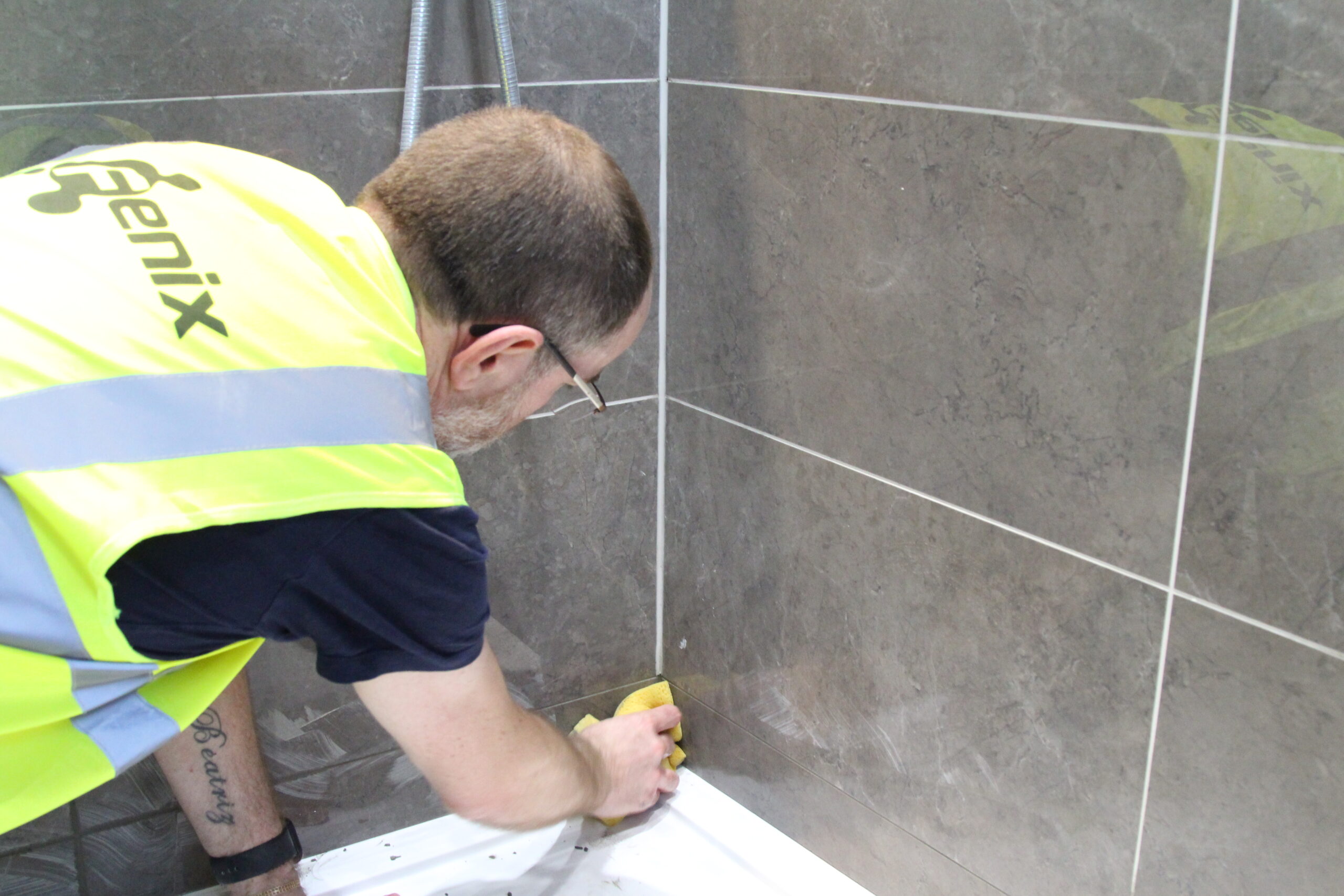 Tiling services on the bathroom