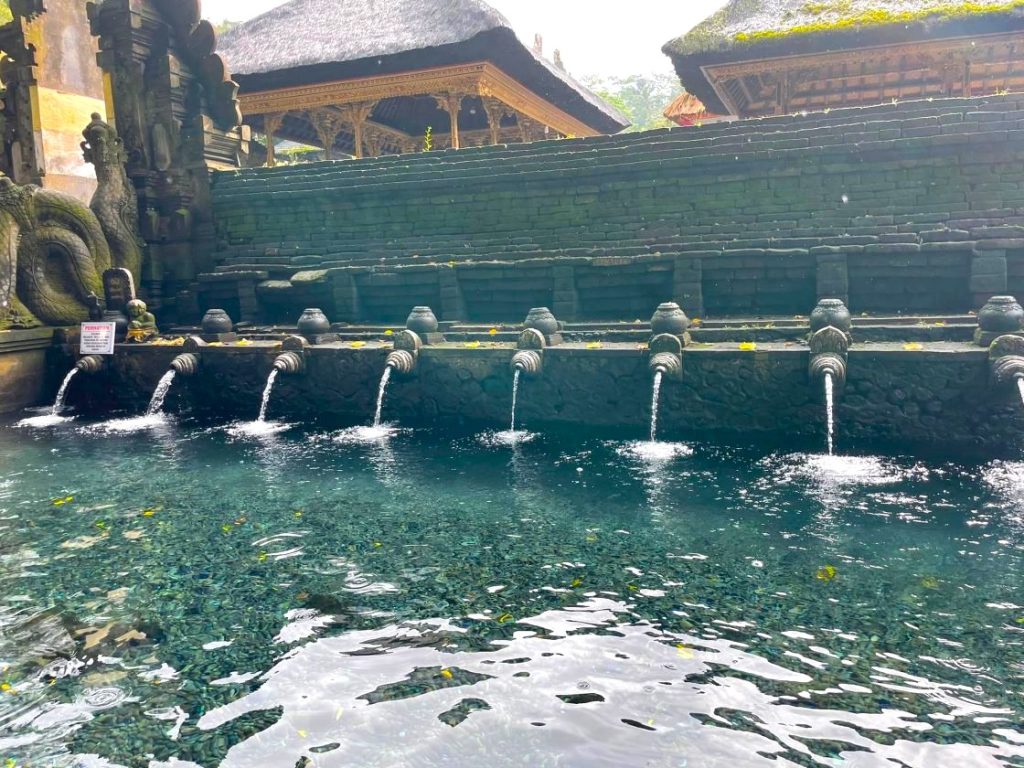 Bali Ubud. Billedet forestiller et af vandbassinerne ved The holy water of Pura Tirta Empul.