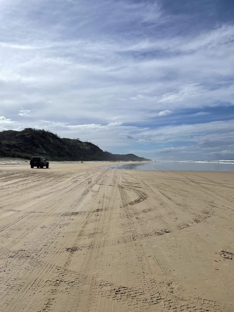 Fraser Island. "Motorvejen" her må man køre 80 km/t