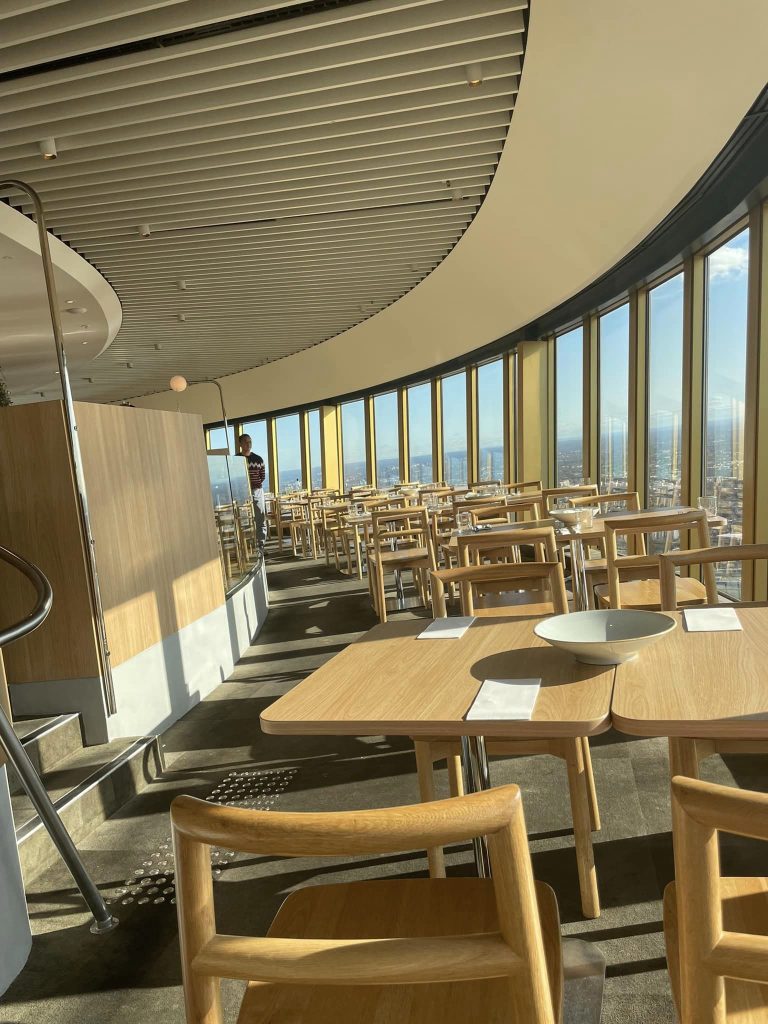 Restauranten i Sydney Tower. Vild udsigt.
