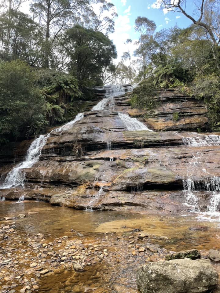 Sydney Blue Mountains. Vandfald på vej ind i regnskoven.