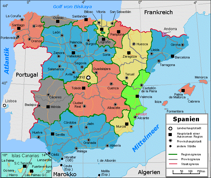 das Land Valencia ist grün hervorgehoben
