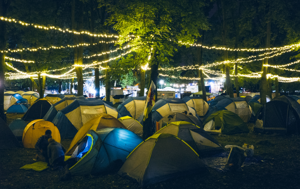 festival camping at night stay warm