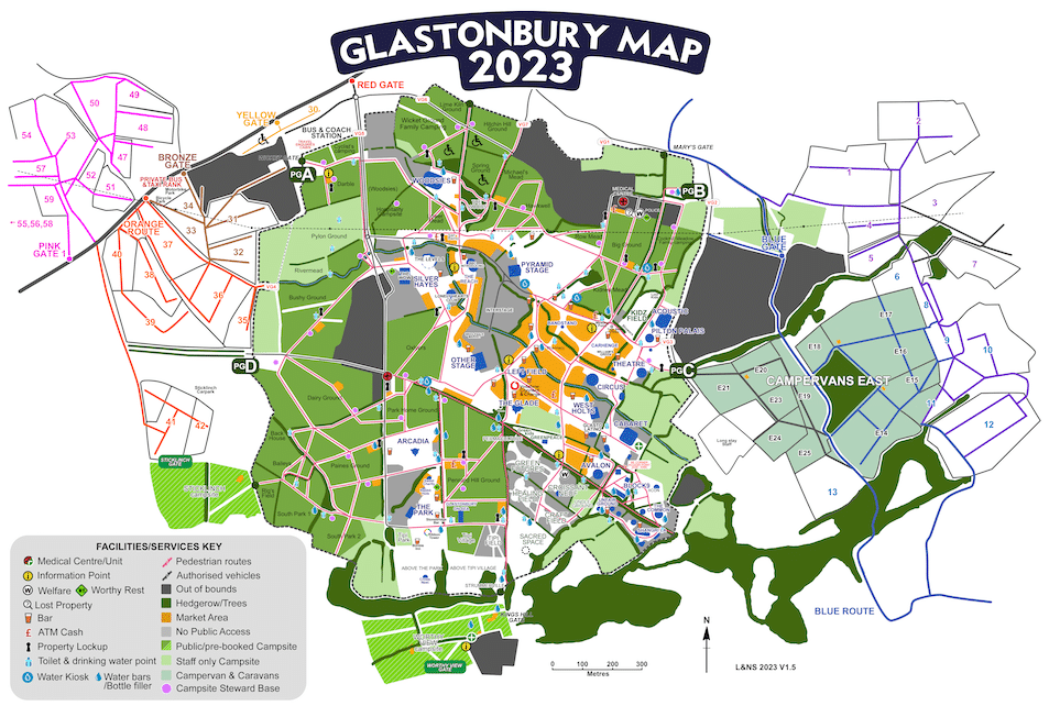 Glastonbury festival map 2023