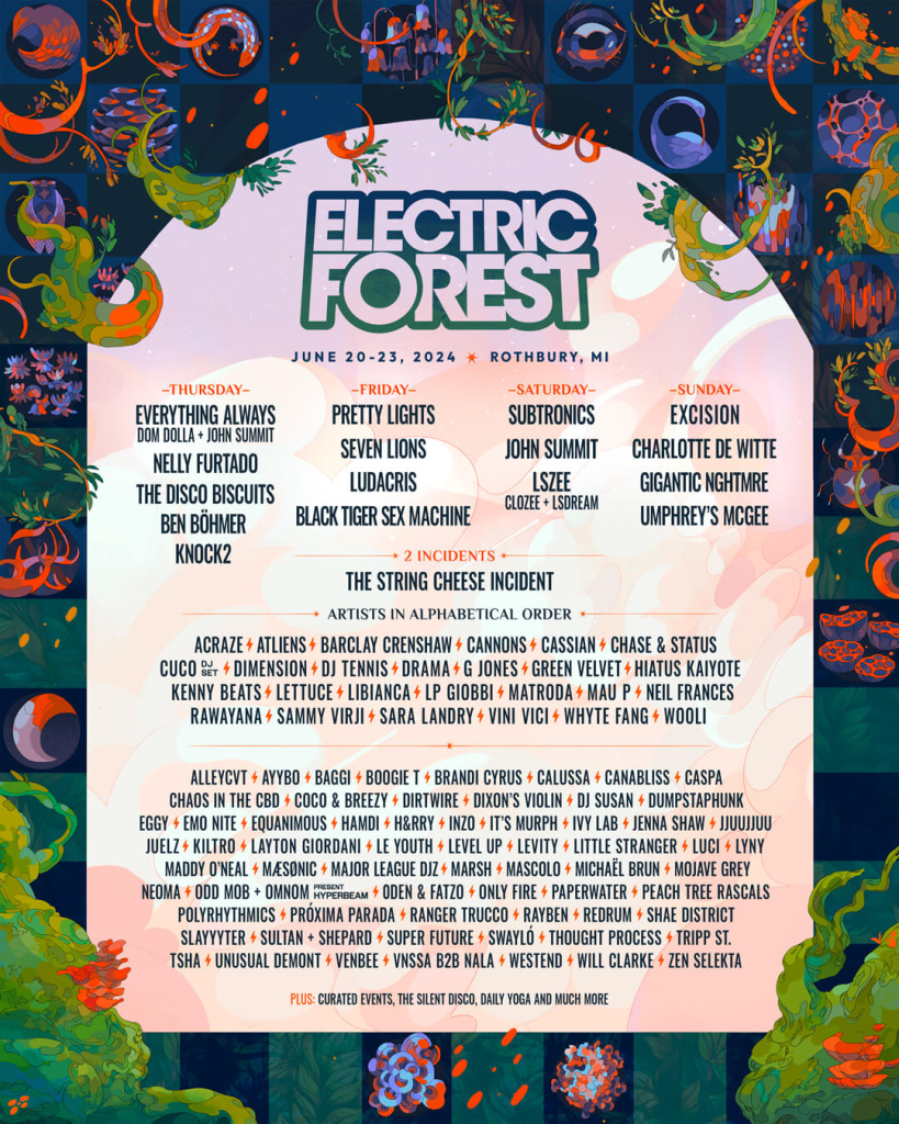 Electric Forest Festival 2024: Lineup Poster