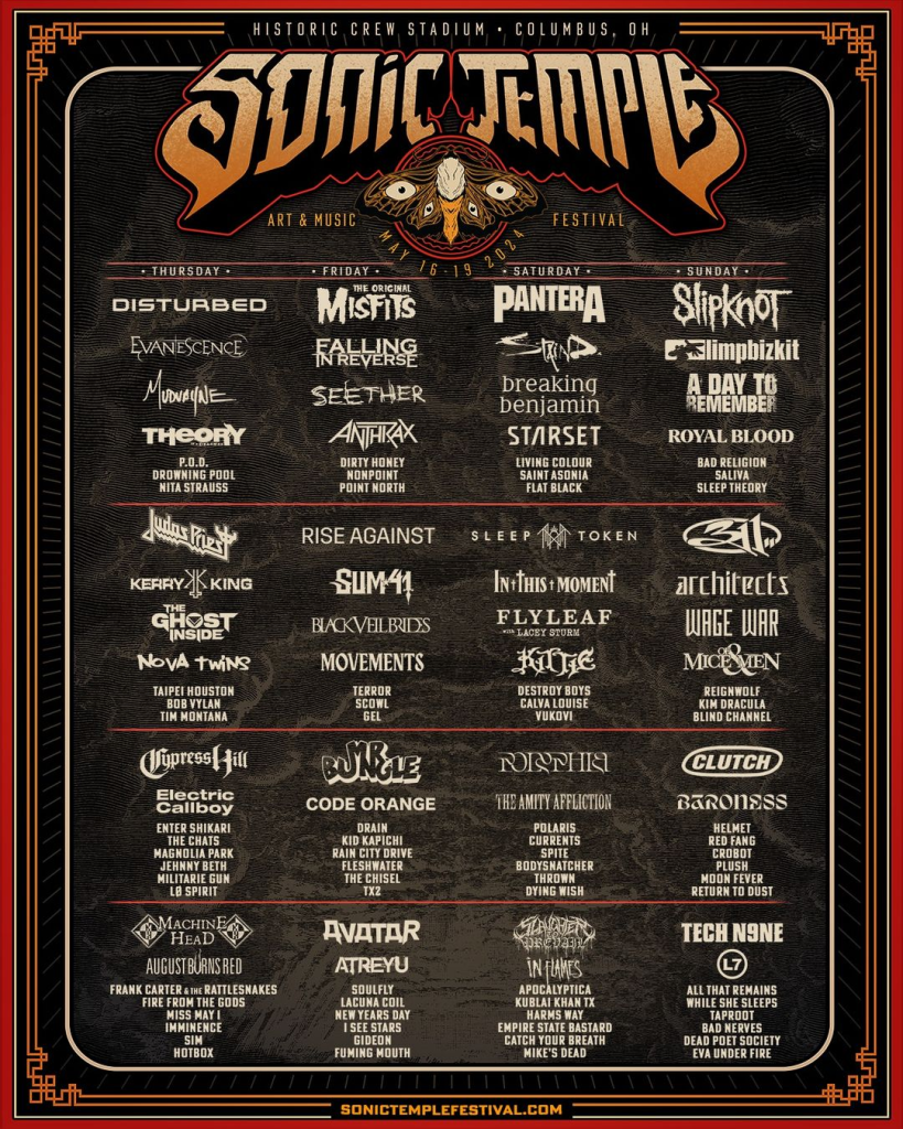 Sonic Temple Festival: Lineup Poster 2024