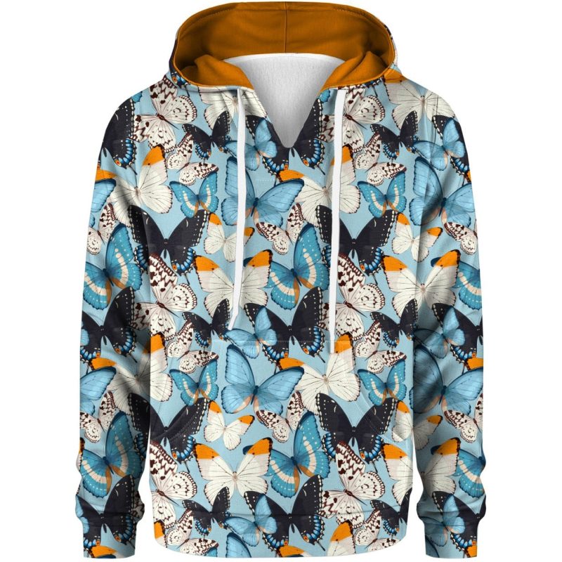 blue butterflies kids hoodie kangaro