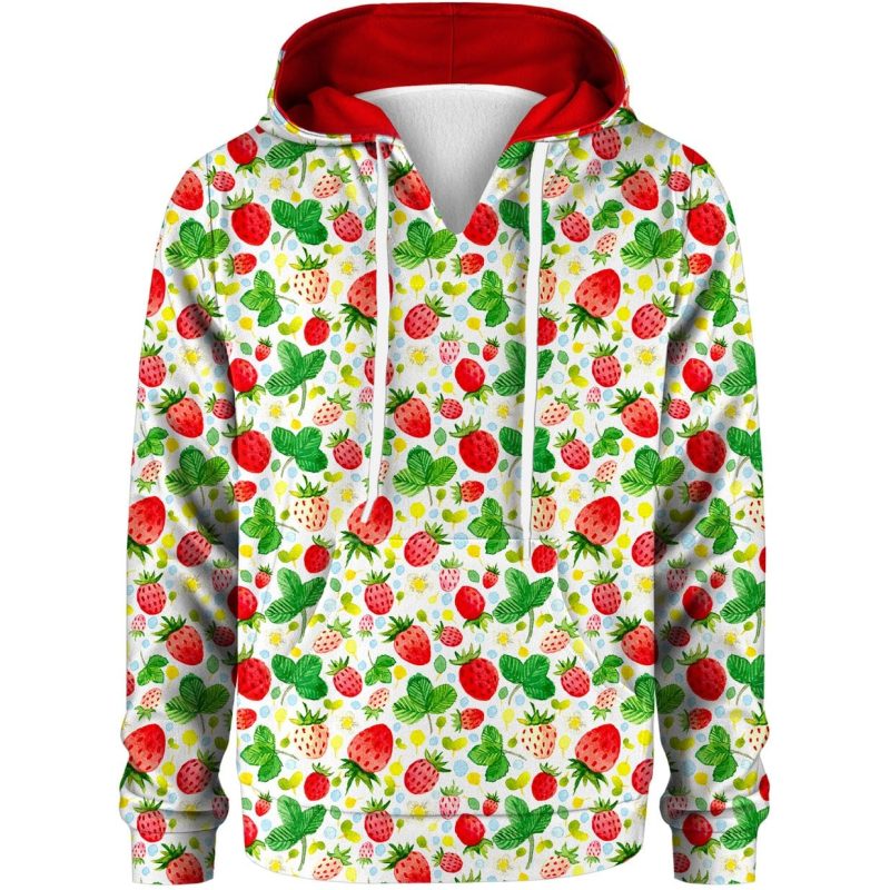 strawberries pattern kids hoodie kangaro