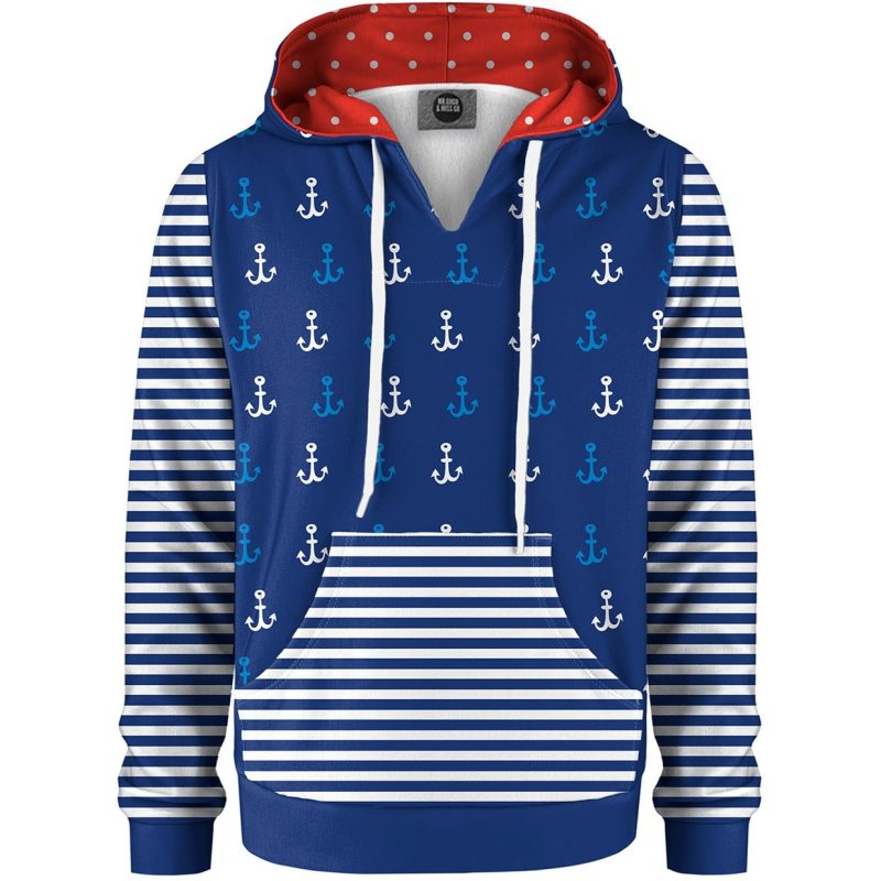 sea pattern kids hoodie kangaro