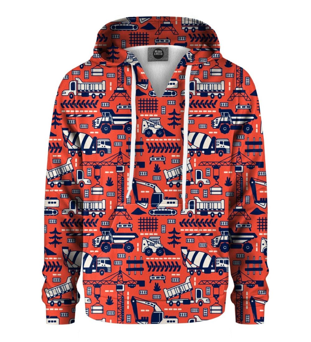 Trucks Orange Pattern Kids Hoodie