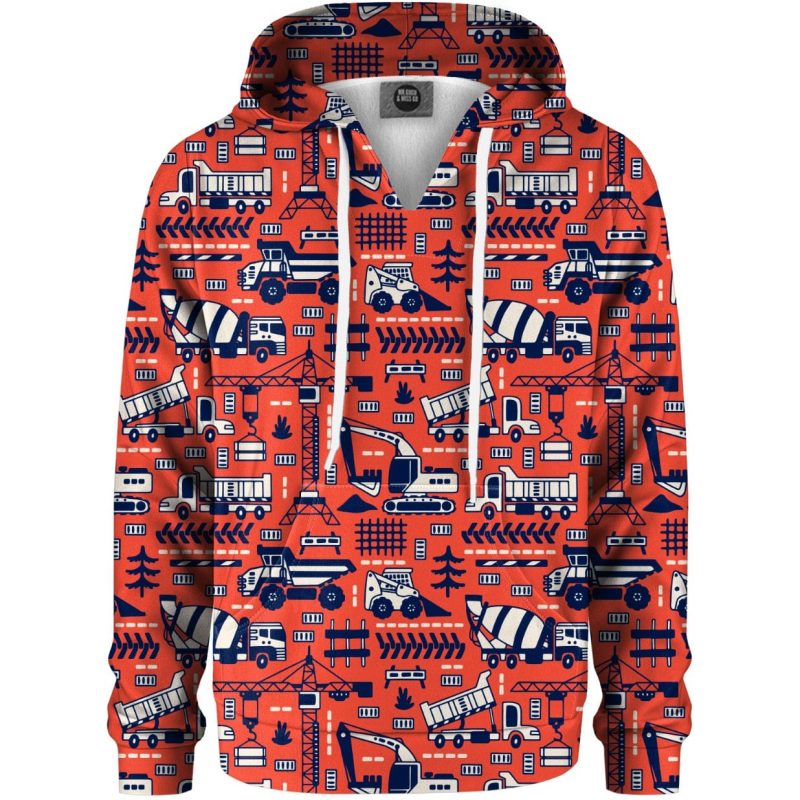 Trucks Orange Pattern Kids Hoodie - Afbeelding 1