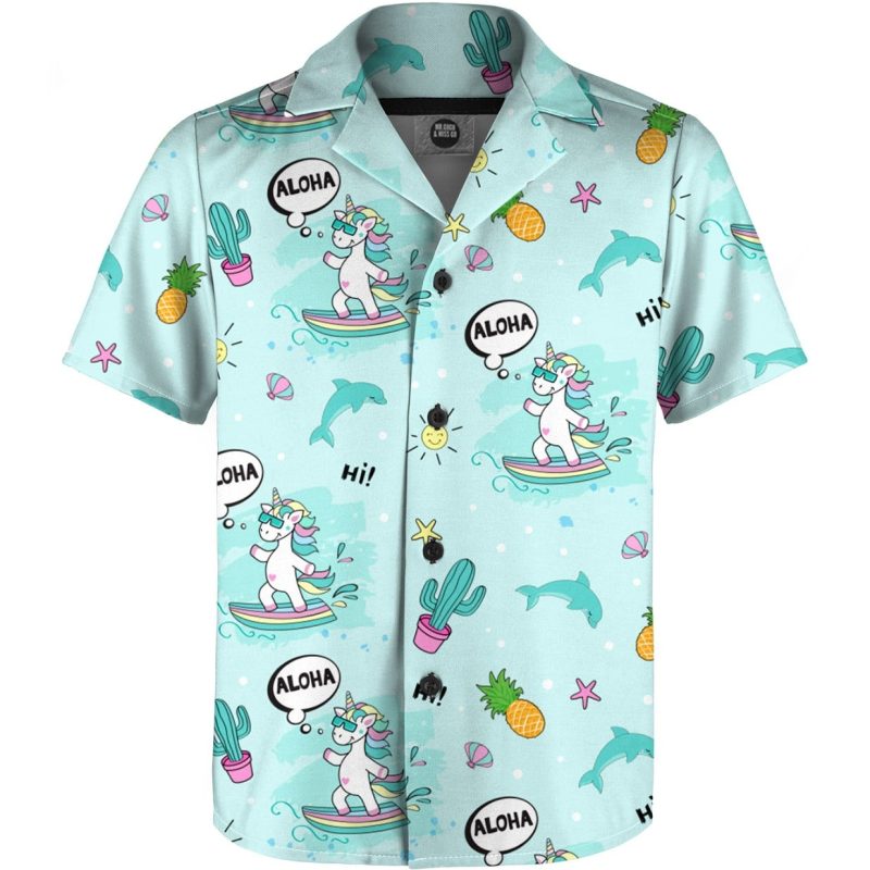 surfing unicorn boys shirt