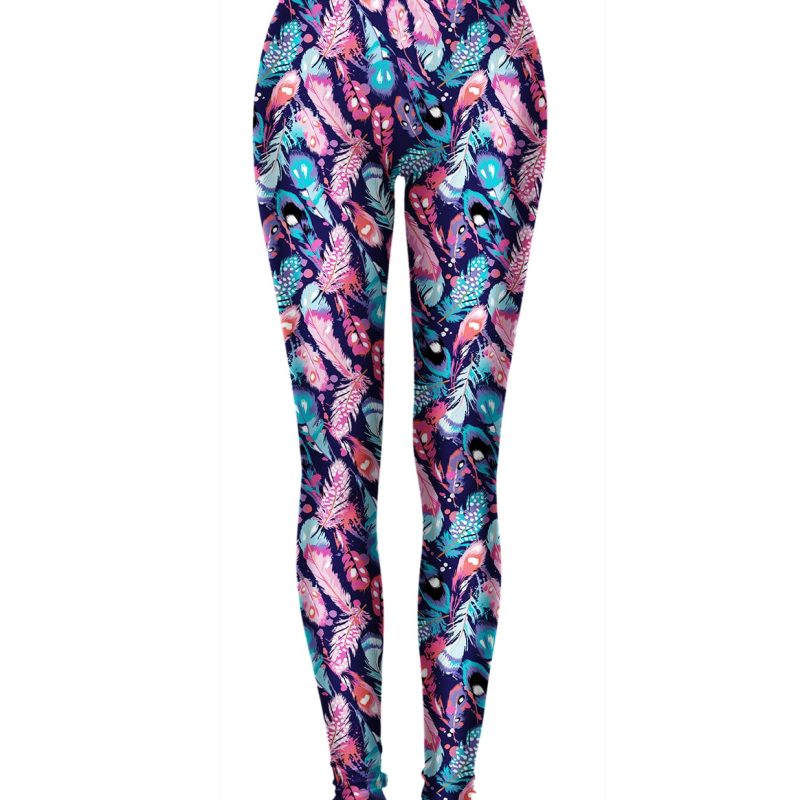 colorful feathers leggings