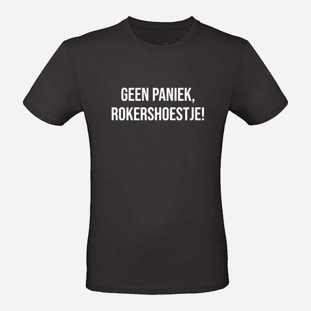T-shirt-geen-paniek-rokershoestje-zwart