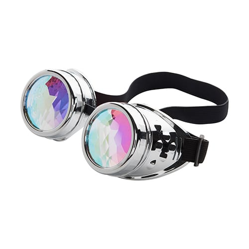 Steampunk goggle caleidoscoop bril zilver | Big flower
