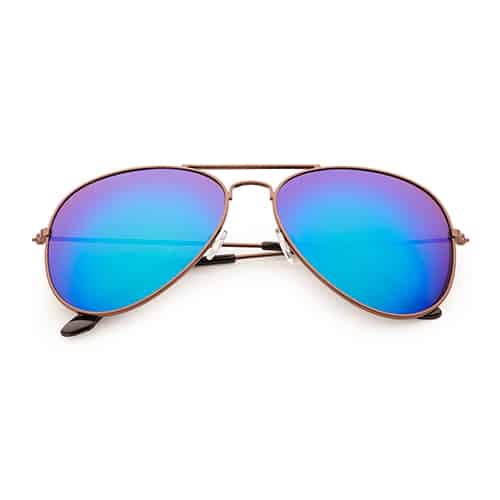 Bronzen piloten zonnebril | Blauw/groene spiegel lenzen