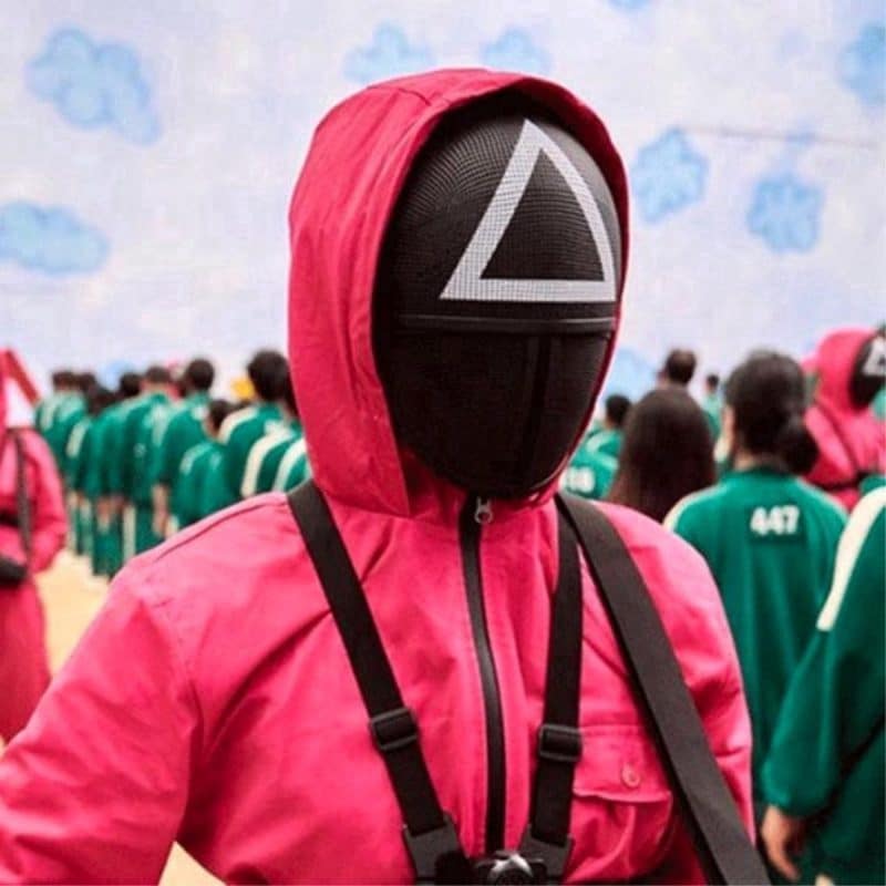 Squid game kostuum driehoek masker