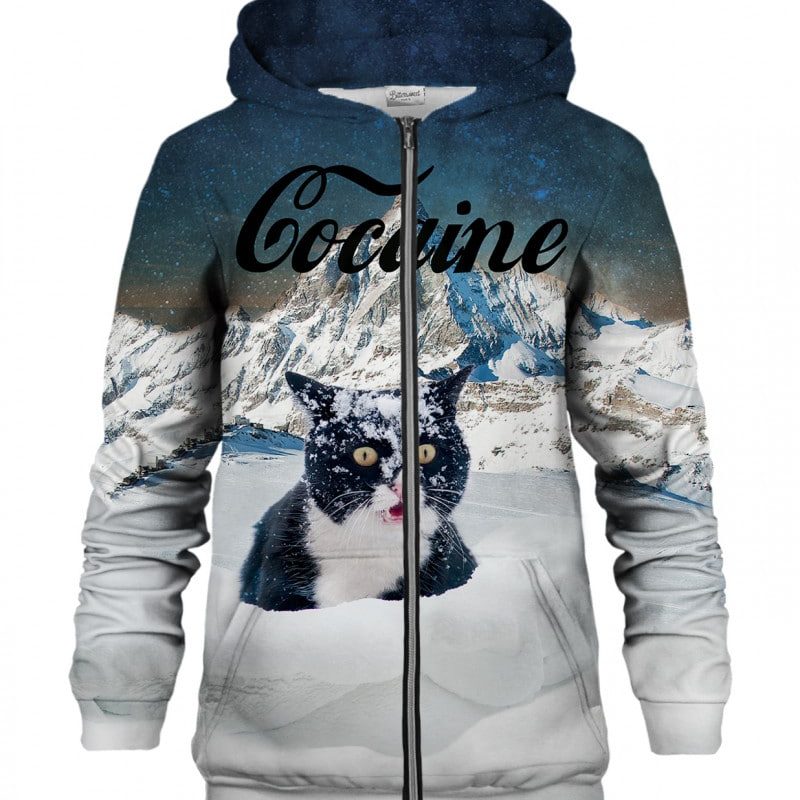 Cocaine Cat Zip Hoodie