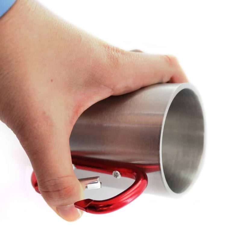 Mok met karabijnhaak 210 ml RVS rood - Afbeelding 4