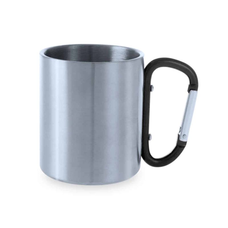 Mok met karabijnhaak 210 ml RVS zwart