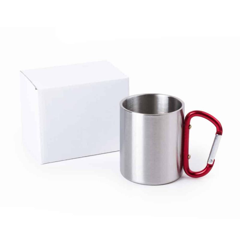 Mok met karabijnhaak 210 ml RVS rood - Afbeelding 5