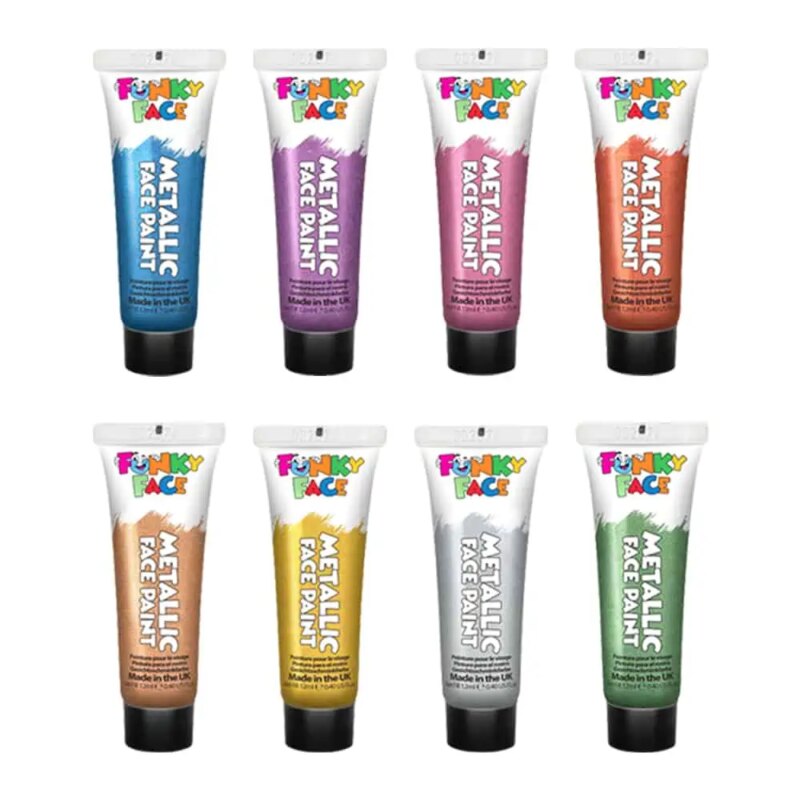 Metallic Face & Body paint set 8 stuks