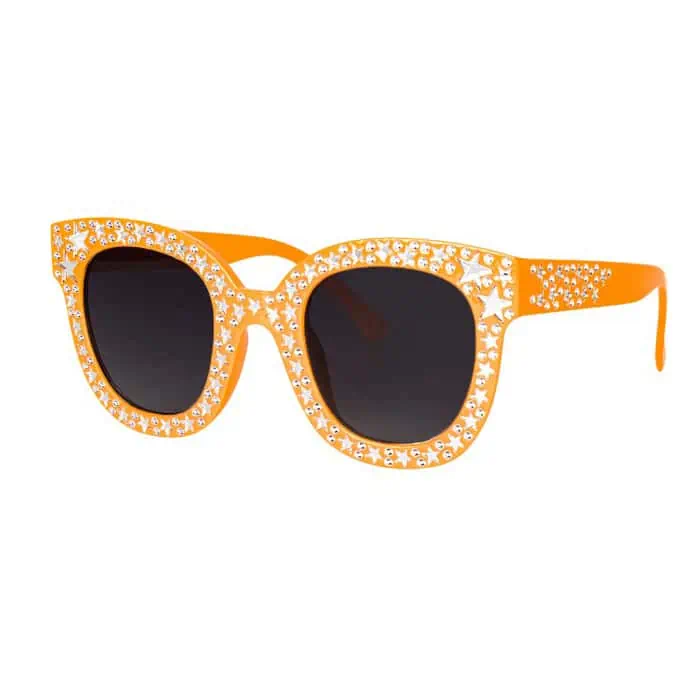 Zonnebril oranje met steentjes