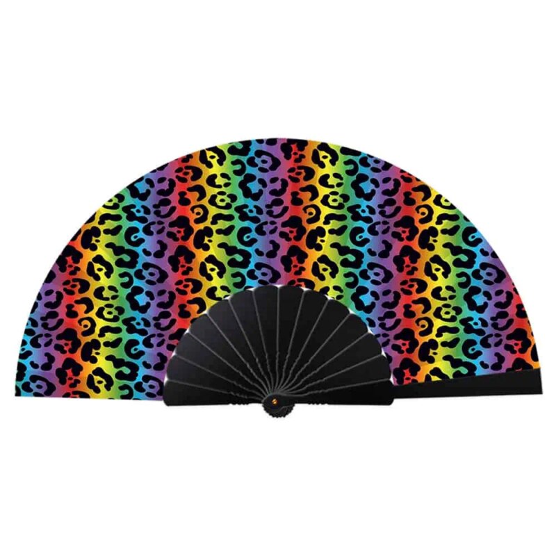 Festival handwaaier panterprint multicolor