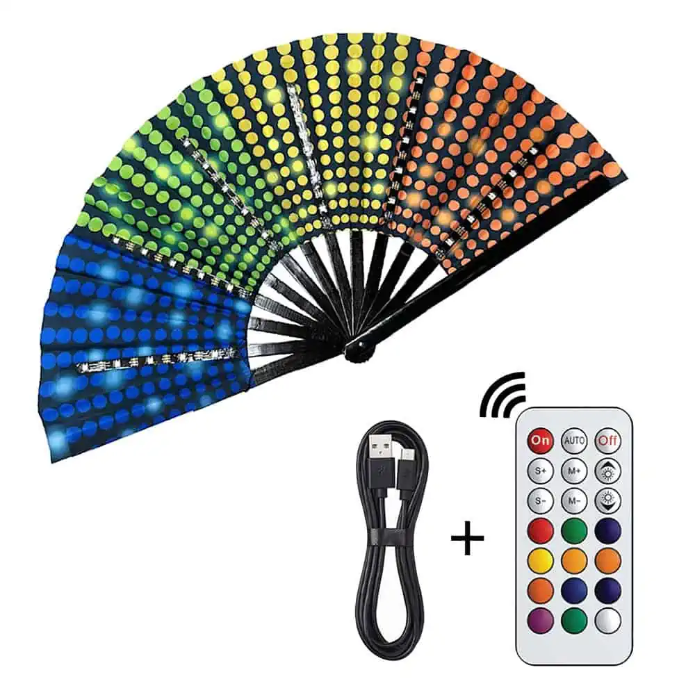 Discofan – XXL grote waaier met multicolor LED verlichting – Disco print