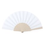 Duurzame handwaaier RPET/bamboevezel beige/wit