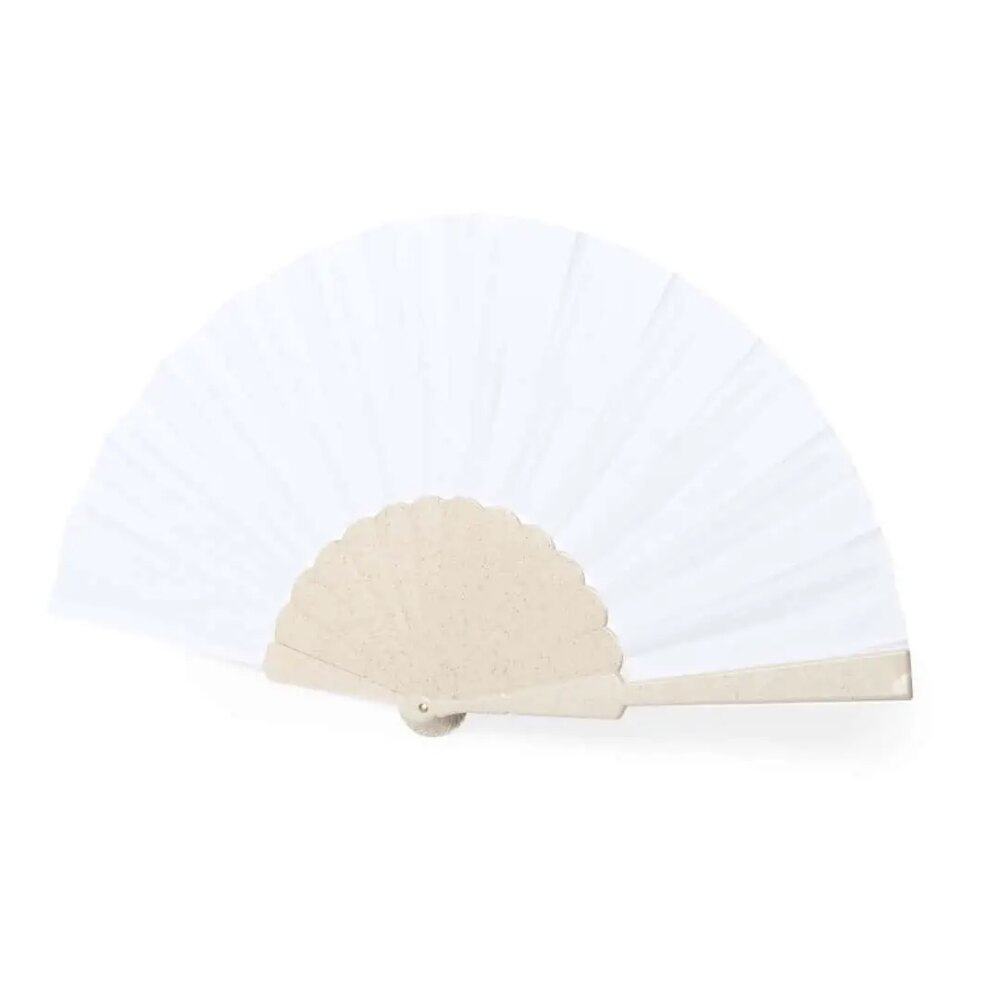 Duurzame handwaaier RPET/bamboevezel beige/wit