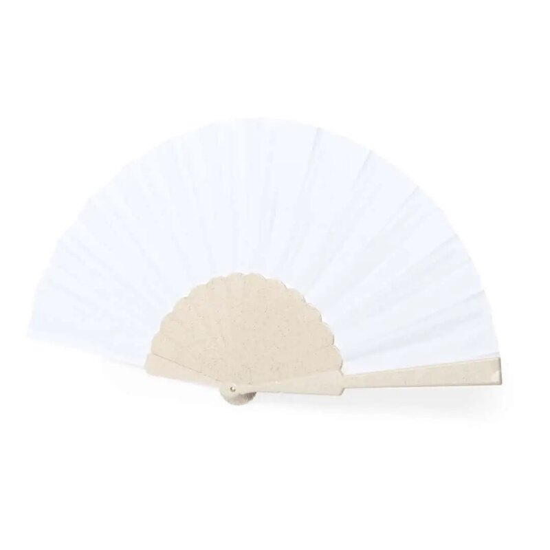 Duurzame handwaaier RPET/bamboevezel beige/wit - Afbeelding 3
