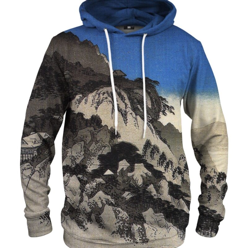 Full moon over a mountain landscape hoodie