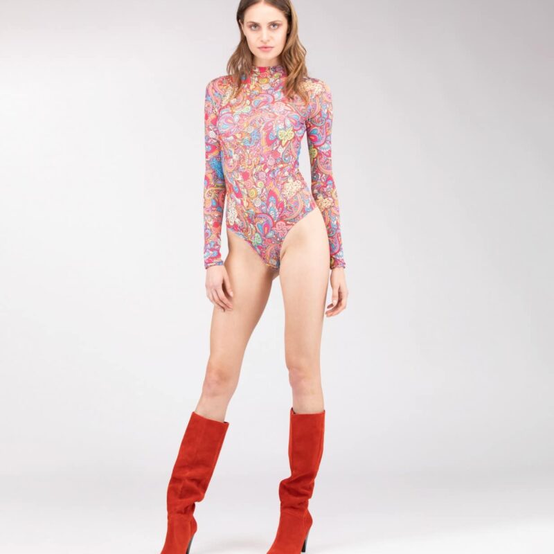 Indian pattern turtleneck bodysuit