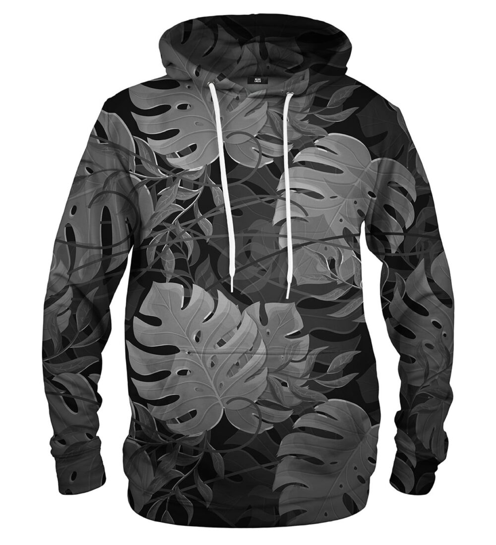 Monstera black hoodie kangaroo