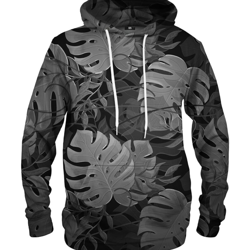 Monstera black hoodie kangaroo