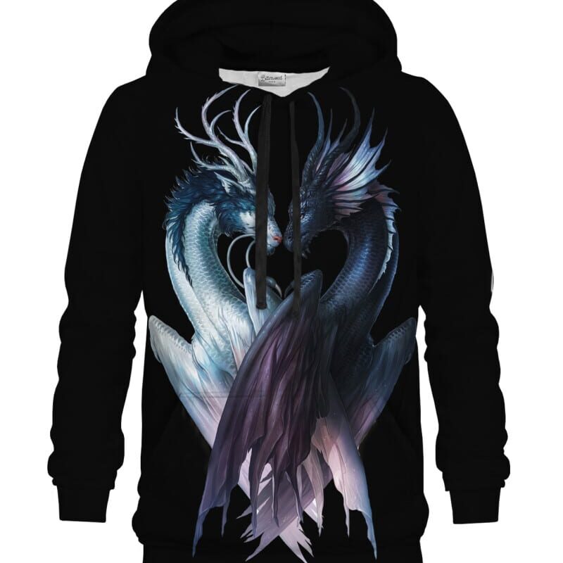 Yin and Yang Dragons Black Hoodie