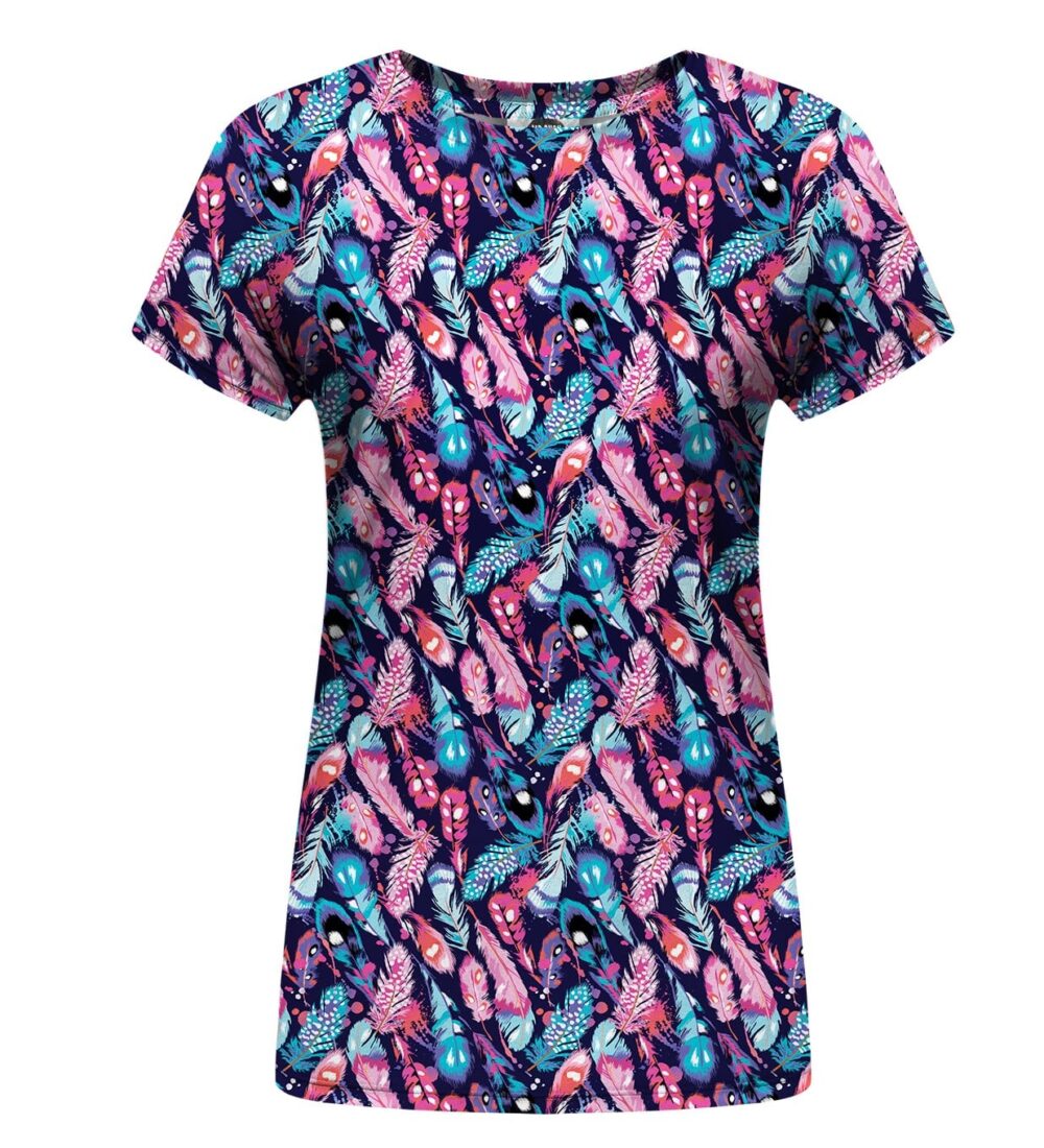 colorful feathers womens t-shirt colorful feathers womens t-shirt