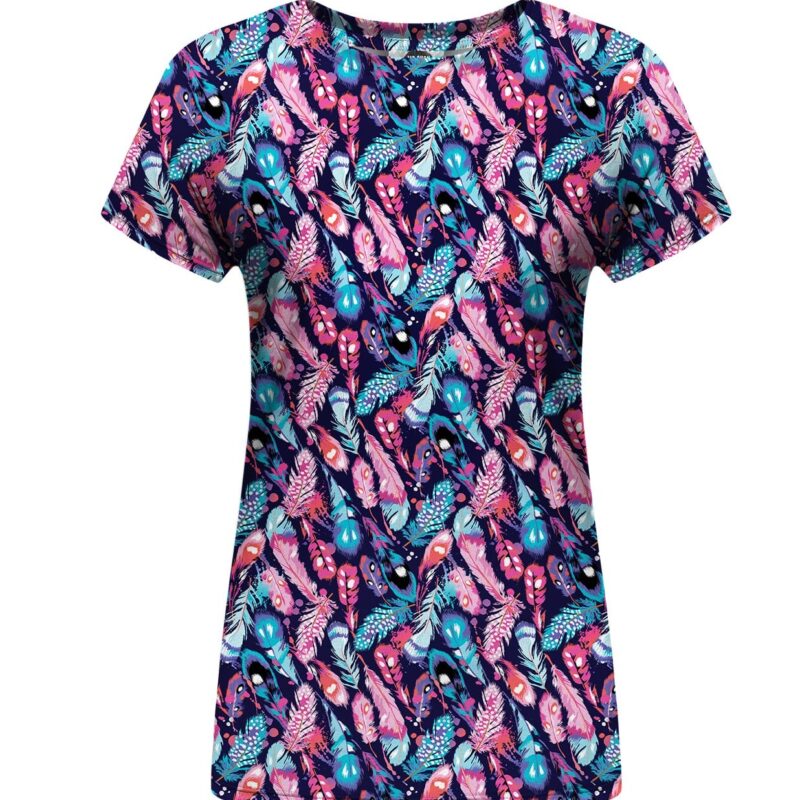 colorful feathers womens t-shirt