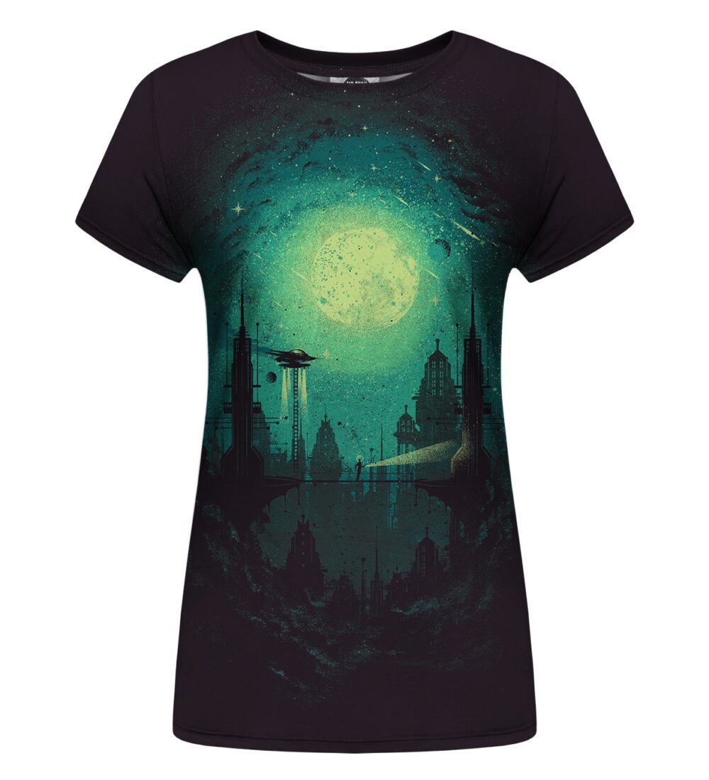 futuristic city womens t-shirt