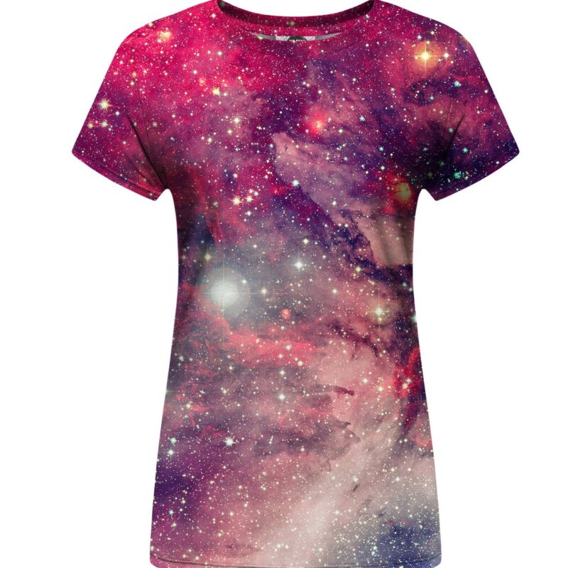red galaxy womens t-shirt
