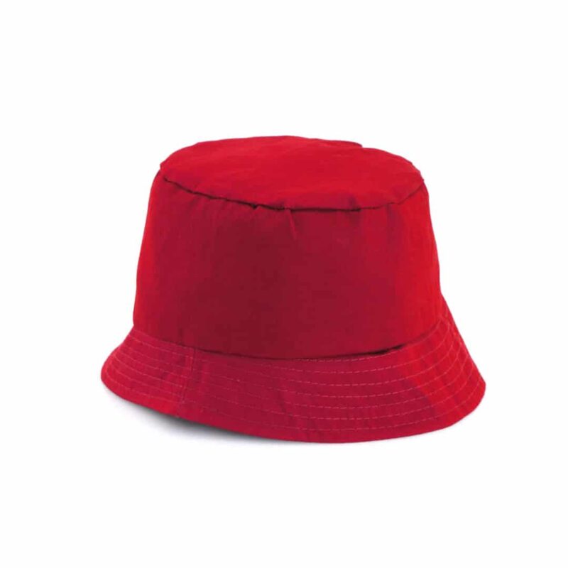 Bucket hat katoen rood