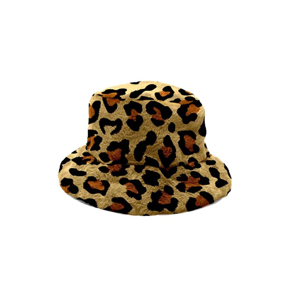 Yucka fluffy bucket hat faux fur panterprint
