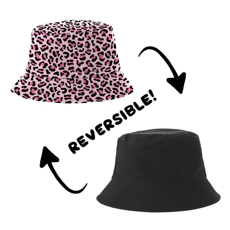 Reversible bucket hat panter roze – 58 cm